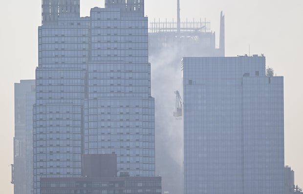 Crane catches fire on 10th Avenue in New York 