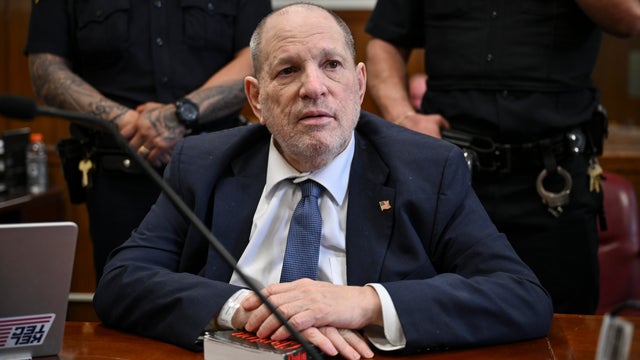 Harvey Weinstein appears in state court in Manhattan as jury selection continues in his retrial on Tuesday, April 22, 2025 in New York. 