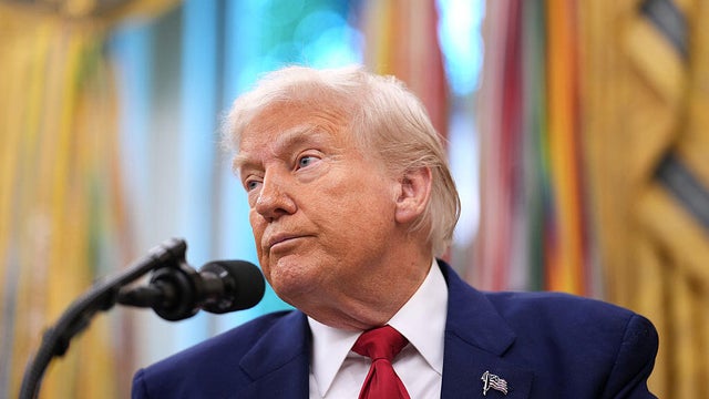 President Donald Trump speaks to reporters in the Oval Office of the White House on May 30, 2025 in Washington, DC. 
